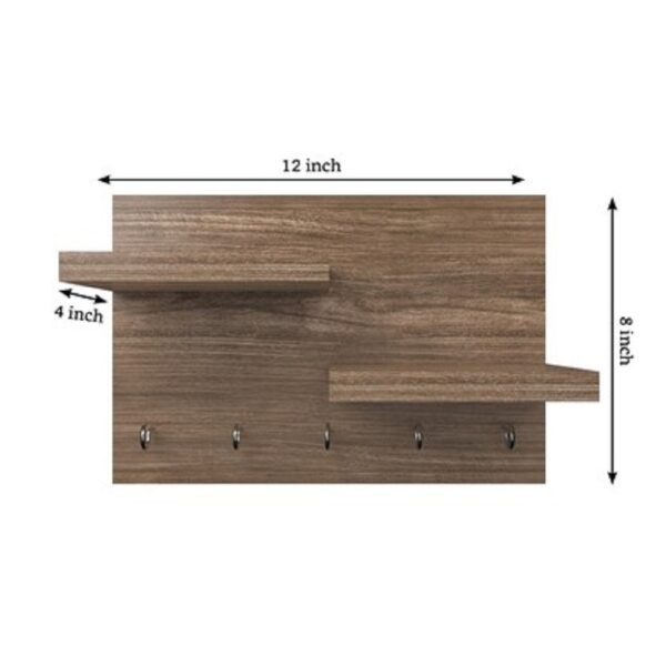 Wood Wall Shelf with Keyholder - Image 2