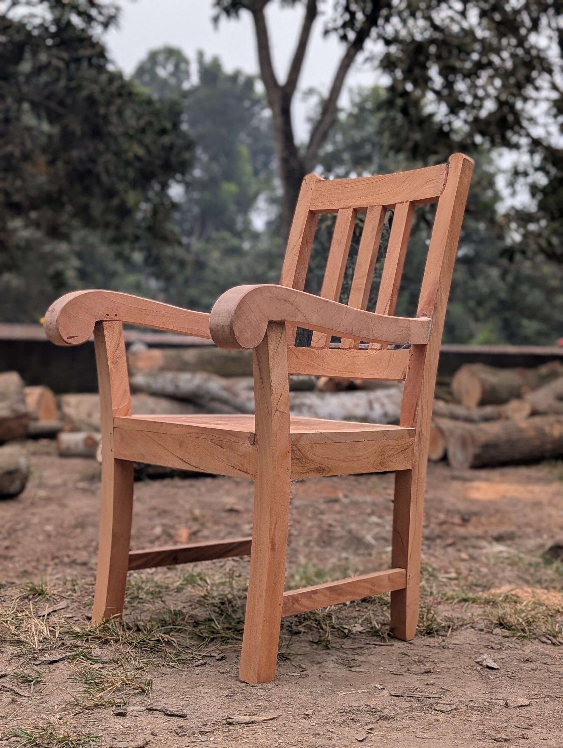Solid Wooden Arm Chair – Natural Elegance & Comfort