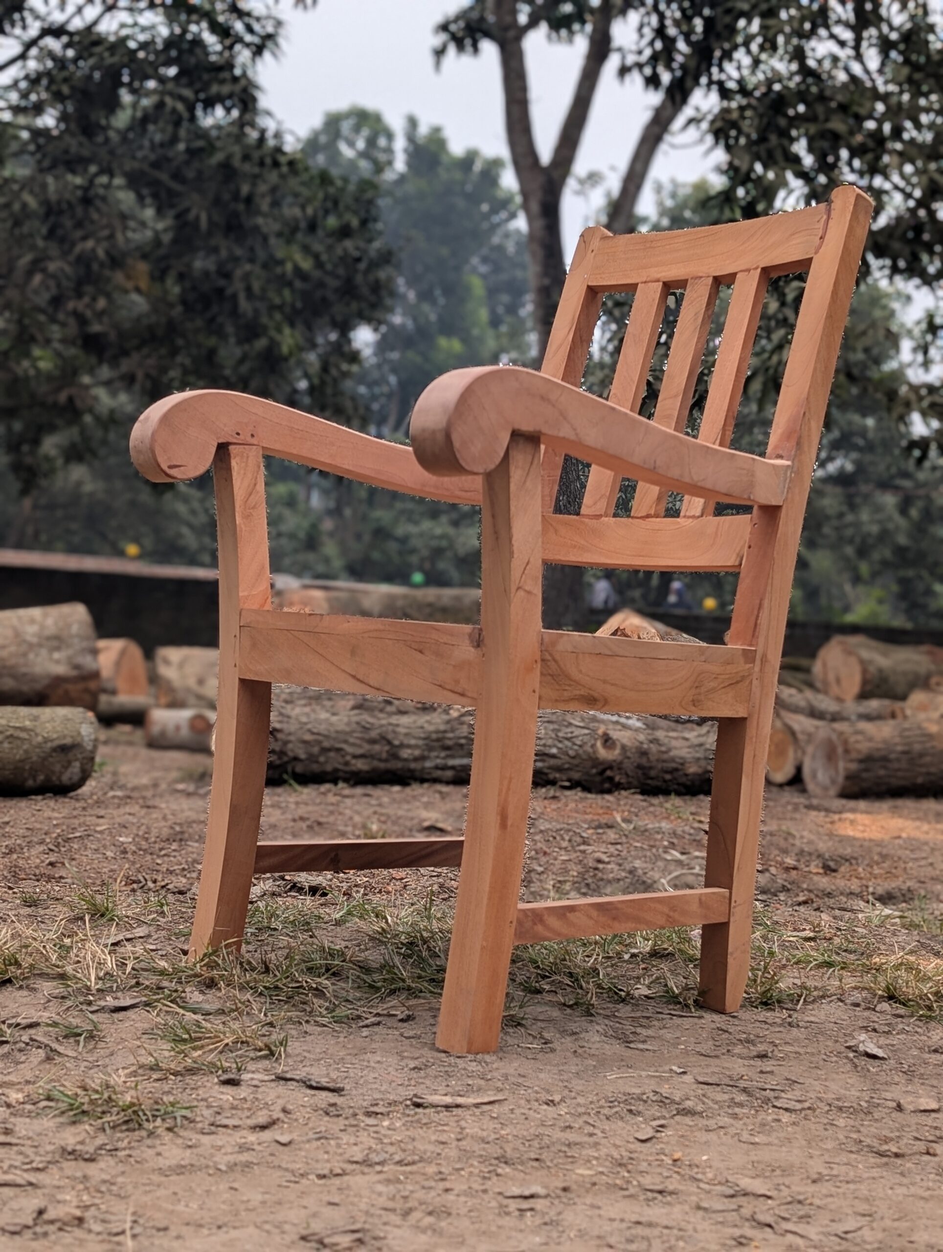 Solid Wooden Arm Chair – Natural Elegance & Comfort - Image 2