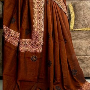 গর্জিয়াস কপার ব্রাউন ব্লক প্রিন্ট কটন শাড়ি" || Gorgeous Copper Brown Block Print Cotton Saree